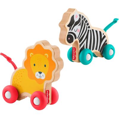 Fisher-Price Brinquedos de madeira com leão e zebra - Duwdieren Fisher-Price Brinquedos de madeira com leão e zebra - Duwdieren
