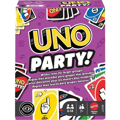 Mattel UNO Party! Gioco di carte - 6-14 giocatori - Età 7+ - Guida multilingue Mattel UNO Party! Gioco di carte - 6-14 giocatori - Età 7+ - Guida multilingue