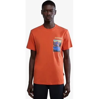 T-shirt Napapijri Np0a4hqm-Ma6 Pomarańczowe - Casual T-shirt Napapijri Np0a4hqm-Ma6 Pomarańczowe - Casual