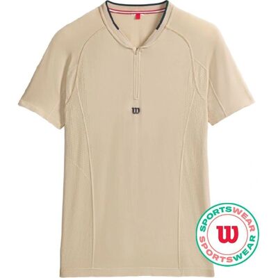 Wilson Players Seamless Zip Henley 2.0 - Beige Tennis Polo Wilson Players Seamless Zip Henley 2.0 - Beige Tennis Polo