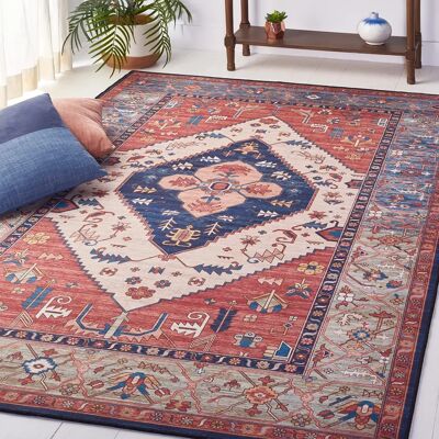 Safavieh Tucson Collection - Rust/Blue - 90x150 cm - Polyester - Rug - Publicité Safavieh Tucson Collection - Rust/Blue - 90x150 cm - Polyester - Rug - Publicité