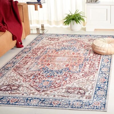 Safavieh - Polyester Rug - Rouge/Bleu - 90x150cm - Rug - Publicité Safavieh - Polyester Rug - Rouge/Bleu - 90x150cm - Rug - Publicité