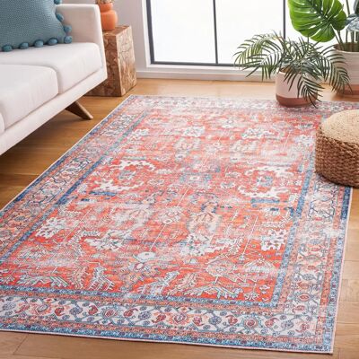 Tapis Safavieh Addilyn Rouille/Aqua - Design Traditionnel, Lavable, Convivial pour Animaux - Publicité Tapis Safavieh Addilyn Rouille/Aqua - Design Traditionnel, Lavable, Convivial pour Animaux - Publicité