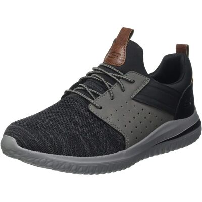 Skechers Delson 3.0 Cicada Wide Fit Trainers - Black/Grey - Shoe Skechers Delson 3.0 Cicada Wide Fit Trainers - Black/Grey - Shoe