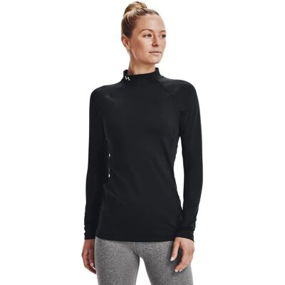 Under Armour Dames ColdGear Mock Neck Zwart / Wit XXL - Basellaag Under Armour Dames ColdGear Mock Neck Zwart / Wit XXL - Basellaag