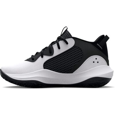 Tênis de basquete Under Armour Lockdown 6 - Pré-escolar Branco / Preto Tênis de basquete Under Armour Lockdown 6 - Pré-escolar Branco / Preto