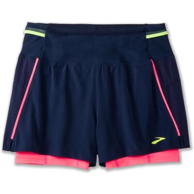 Brooks Shorts High Point 3" 2-en-1 para mujer - Navy/Neo Pink - L Brooks Shorts High Point 3" 2-en-1 para mujer - Navy/Neo Pink - L