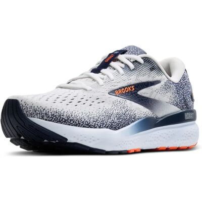 Brooks Ghost 16 Herren, Neutral Laufschuh in Weiß/Marine/Orange Brooks Ghost 16 Herren, Neutral Laufschuh in Weiß/Marine/Orange
