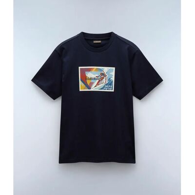 Napapijri NP0A4I3E Blauwe casual katoenen T-shirt korte mouw - T-shirt Napapijri NP0A4I3E Blauwe casual katoenen T-shirt korte mouw - T-shirt