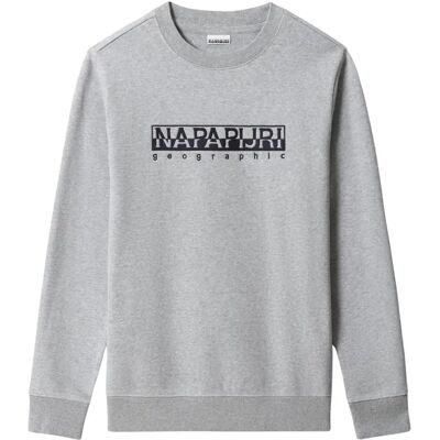 Sweat-shirt gris biologique Napapijri Modèle XXL brodé - Publicité Sweat-shirt gris biologique Napapijri Modèle XXL brodé - Publicité