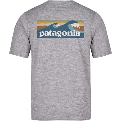 Patagonia Herren Capilene Cool Daily Graphic Shirt Waters mit Boardshort Logo Abalone Blau/Feather Grey Patagonia Herren Capilene Cool Daily Graphic Shirt Waters mit Boardshort Logo Abalone Blau/Feather Grey