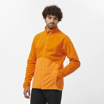 Salomon Essential Warm Full Zip Mid Orange - Fleece Jacke Salomon Essential Warm Full Zip Mid Orange - Fleece Jacke