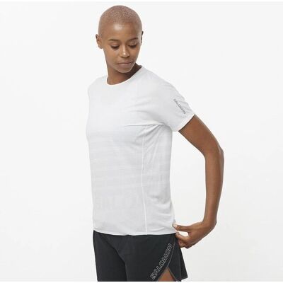 Salomon Kvinnors Sense Aero Grafisk T-shirt Vit L - T-shirt Salomon Kvinnors Sense Aero Grafisk T-shirt Vit L - T-shirt