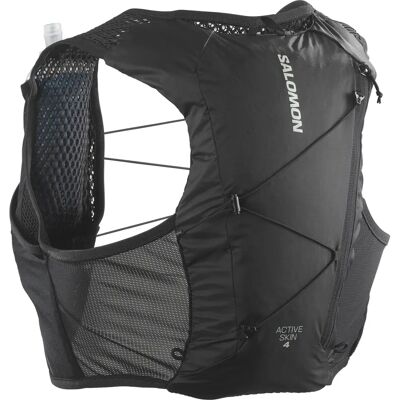 Salomon Active Skin 4 Gilet d'Hydratation avec Flacons - Noir - Gilet de course Salomon Active Skin 4 Gilet d'Hydratation avec Flacons - Noir - Gilet de course