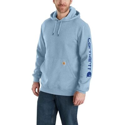 Sweat à Capuche Logo Carhartt Midweight (K288) - bleu alpin chiné - Publicité Sweat à Capuche Logo Carhartt Midweight (K288) - bleu alpin chiné - Publicité