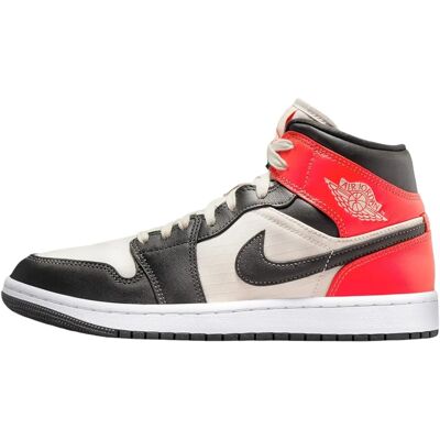 Nike Jordan Mid Newsprint Brown - Ripstop Textile - Crimson Accents - Sneakers Nike Jordan Mid Newsprint Brown - Ripstop Textile - Crimson Accents - Sneakers