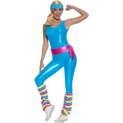 Costume d'Aérobic Barbie Bleu - Tenue de Fitness Officielle - Publicité Costume d'Aérobic Barbie Bleu - Tenue de Fitness Officielle - Publicité
