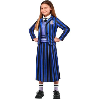 My Other Me Enid - Costume d'uniforme scolaire bleu, violet, rayé - Publicité My Other Me Enid - Costume d'uniforme scolaire bleu, violet, rayé - Publicité