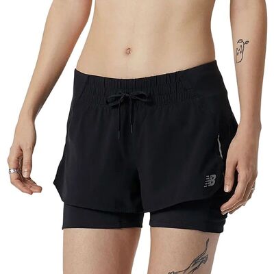 New Balance Damen Impact Run 2-in-1 Shorts - Medium Schwarz New Balance Damen Impact Run 2-in-1 Shorts - Medium Schwarz