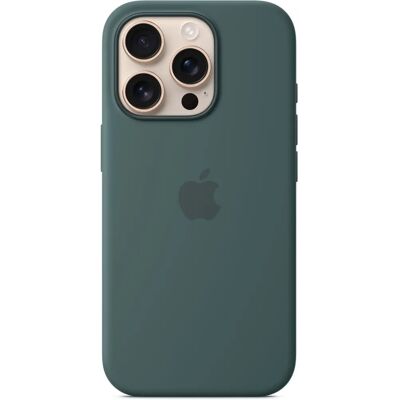 Coque en silicone Apple avec MagSafe (iPhone 16 Pro) - Vert Lacustre - Publicité Coque en silicone Apple avec MagSafe (iPhone 16 Pro) - Vert Lacustre - Publicité