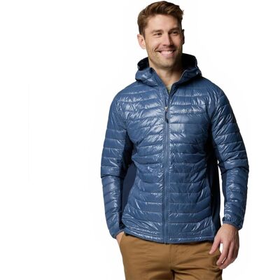Giacca con cappuccio ibrida Powder Pass di Columbia - Blu Montagna Scuro - Uomo Giacca con cappuccio ibrida Powder Pass di Columbia - Blu Montagna Scuro - Uomo