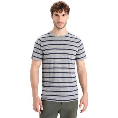 Icebreaker Wave M Kurzarm Streifen T-Shirt - Herren - Midnight Navy Icebreaker Wave M Kurzarm Streifen T-Shirt - Herren - Midnight Navy