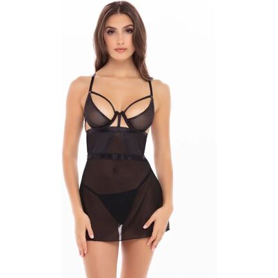 René Rofé Nuisette en dentelle noire transparente - Ensemble M/L René Rofé Nuisette en dentelle noire transparente - Ensemble M/L