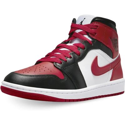 Nike Air Jordan Kvinder Air 1 Mid Bred Toe - Sneakers Nike Air Jordan Kvinder Air 1 Mid Bred Toe - Sneakers