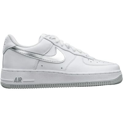 Nike Air Force 1 Low Retro Hvid / Metallisk Sølv / Metallisk Guld - Sneakers Nike Air Force 1 Low Retro Hvid / Metallisk Sølv / Metallisk Guld - Sneakers