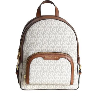 Michael Kors Rhea Zip Medium Rugzak - Signature MK Logo - Vanille Michael Kors Rhea Zip Medium Rugzak - Signature MK Logo - Vanille