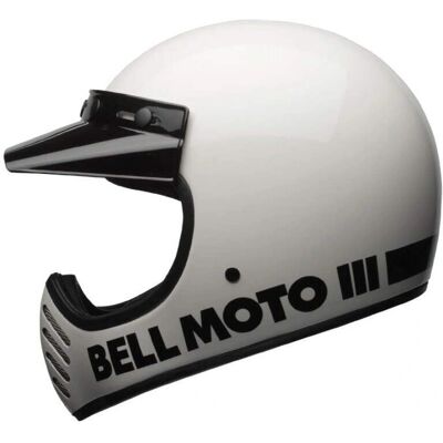 Casque Motocross Classique Bell Moto-3 - Blanc, XL, Style Rétro - Publicité Casque Motocross Classique Bell Moto-3 - Blanc, XL, Style Rétro - Publicité