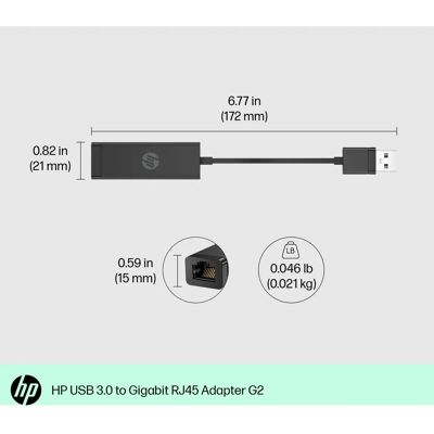 Adaptateur USB 3.0 vers Ethernet Gigabit HP G2 Adaptateur USB 3.0 vers Ethernet Gigabit HP G2