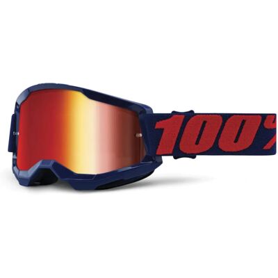 100% Strata 2 Chrome Motocross Goggles - Unisex Red Blue 100% Strata 2 Chrome Motocross Goggles - Unisex Red Blue