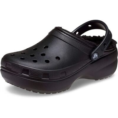 Damskie klapki Crocs Classic Platform Lined - czarne Damskie klapki Crocs Classic Platform Lined - czarne