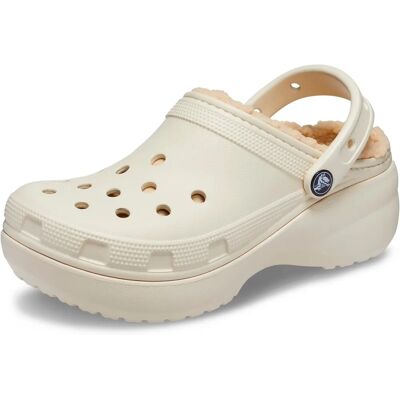 Klapki Crocs Classic Platform Lined Damskie - beżowe Klapki Crocs Classic Platform Lined Damskie - beżowe