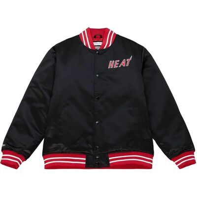 Czarna satynowa kurtka Mitchell & Ness - Mężczyzna - NBA Miami Heat Czarna satynowa kurtka Mitchell & Ness - Mężczyzna - NBA Miami Heat
