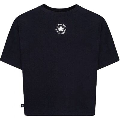 Converse til pige 4CD915 Kvadratisk T-shirt med sort Chuck-patch - T-shirt Converse til pige 4CD915 Kvadratisk T-shirt med sort Chuck-patch - T-shirt