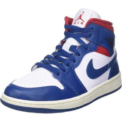 Nike Air Jordan 1 Mid Chaussures de Mode pour Femmes - Blanc Bleu Rouge - Publicité Nike Air Jordan 1 Mid Chaussures de Mode pour Femmes - Blanc Bleu Rouge - Publicité