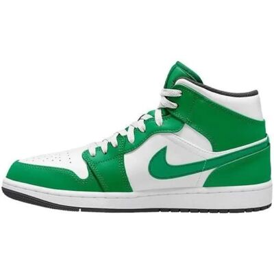 Nike Air Jordan 1 Mid Grøn Hvid - Sko Nike Air Jordan 1 Mid Grøn Hvid - Sko