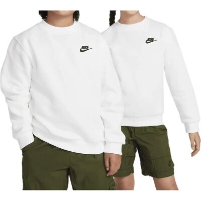 Nike White Kids Fleece Sweatshirt - Unisex Casual Wear Nike White Kids Fleece Sweatshirt - Unisex Casual Wear