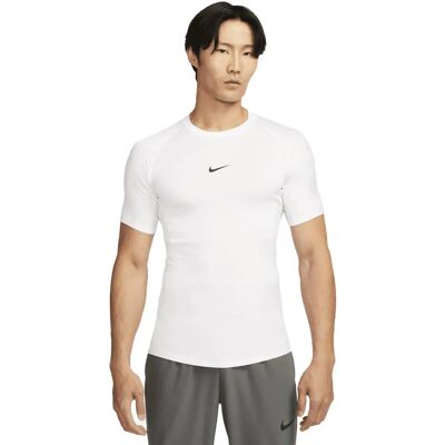 Nike Pro Herren Dri-FIT Eng anliegendes Kurzarm-Trainingsoberteil - Weiß/Schwarz Nike Pro Herren Dri-FIT Eng anliegendes Kurzarm-Trainingsoberteil - Weiß/Schwarz