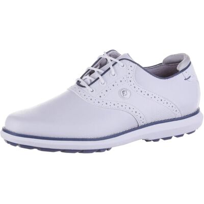 Zapatos de golf impermeables para dama FootJoy Traditions Blanco/Azul/Gris - Calzado de golf Zapatos de golf impermeables para dama FootJoy Traditions Blanco/Azul/Gris - Calzado de golf