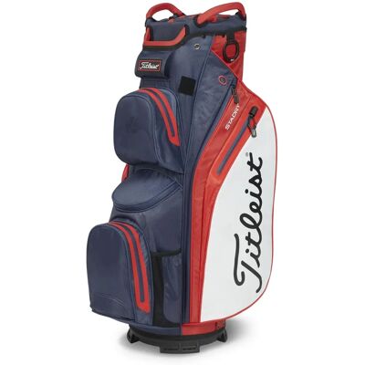 Titleist Cart 14 StaDry Sac de golf Navy/Rouge/Blanc - Imperméable, Élégant - Publicité Titleist Cart 14 StaDry Sac de golf Navy/Rouge/Blanc - Imperméable, Élégant - Publicité