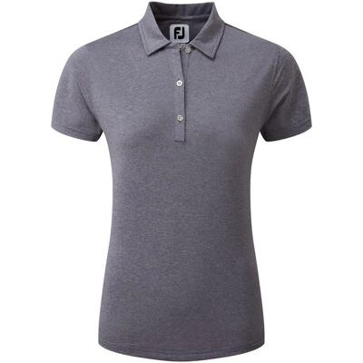 FootJoy Navy Heather Self-Collar Lisle Golf Polo Shirt FootJoy Navy Heather Self-Collar Lisle Golf Polo Shirt