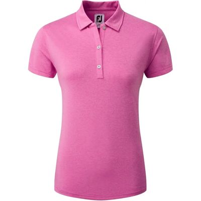 FootJoy Ladies Heather Self-Collar Lisle Golf Polo Shirt - Hot Pink FootJoy Ladies Heather Self-Collar Lisle Golf Polo Shirt - Hot Pink
