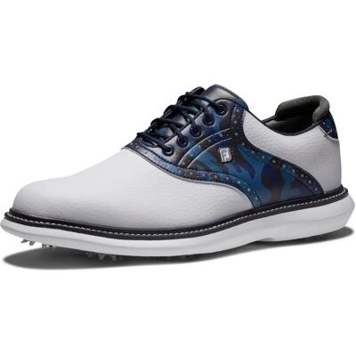Chaussures de golf imperméables FootJoy FJ Traditions - Blanc/Navy/Multi - Publicité Chaussures de golf imperméables FootJoy FJ Traditions - Blanc/Navy/Multi - Publicité