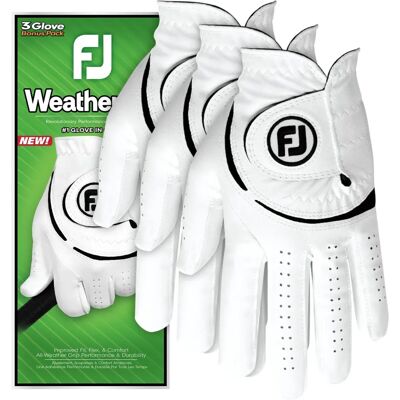 FootJoy WeatherSof Herren Golfhandschuhe - Weiß/Schwarz 3er Pack FootJoy WeatherSof Herren Golfhandschuhe - Weiß/Schwarz 3er Pack