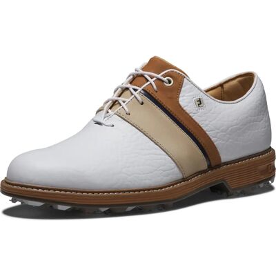 Chaussures de golf imperméables FootJoy Packard LX - Blanc/Bleu/Marron - Publicité Chaussures de golf imperméables FootJoy Packard LX - Blanc/Bleu/Marron - Publicité