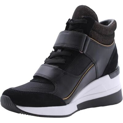 Michael Kors Gentry High Top Sneakers - Black Leather - Mid Heel - Sneakers Michael Kors Gentry High Top Sneakers - Black Leather - Mid Heel - Sneakers