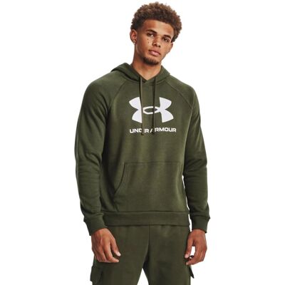 Bluza z kapturem Under Armour Rival Fleece Logo - morski OD zielony/biały Bluza z kapturem Under Armour Rival Fleece Logo - morski OD zielony/biały